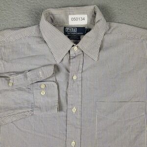 Ralph Lauren Shirt Mens Size 16.5 Blue Yellow Check Dress Button Up Long Sleeve
